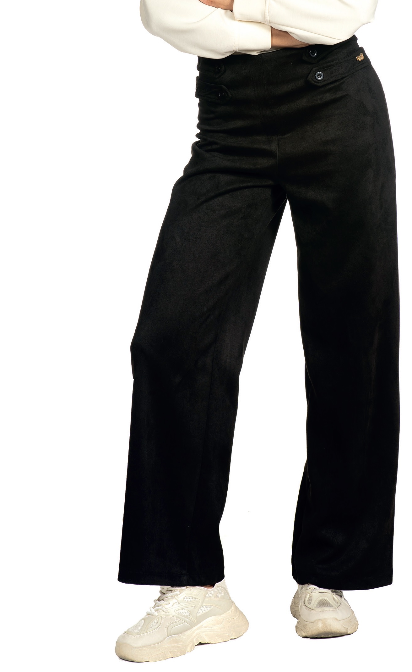 Pantalón liso negro 331 con botones en cintura